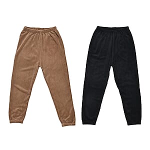 Tamsy Black and Brown 2pcs Pajama Trousers - One Size Fits Most