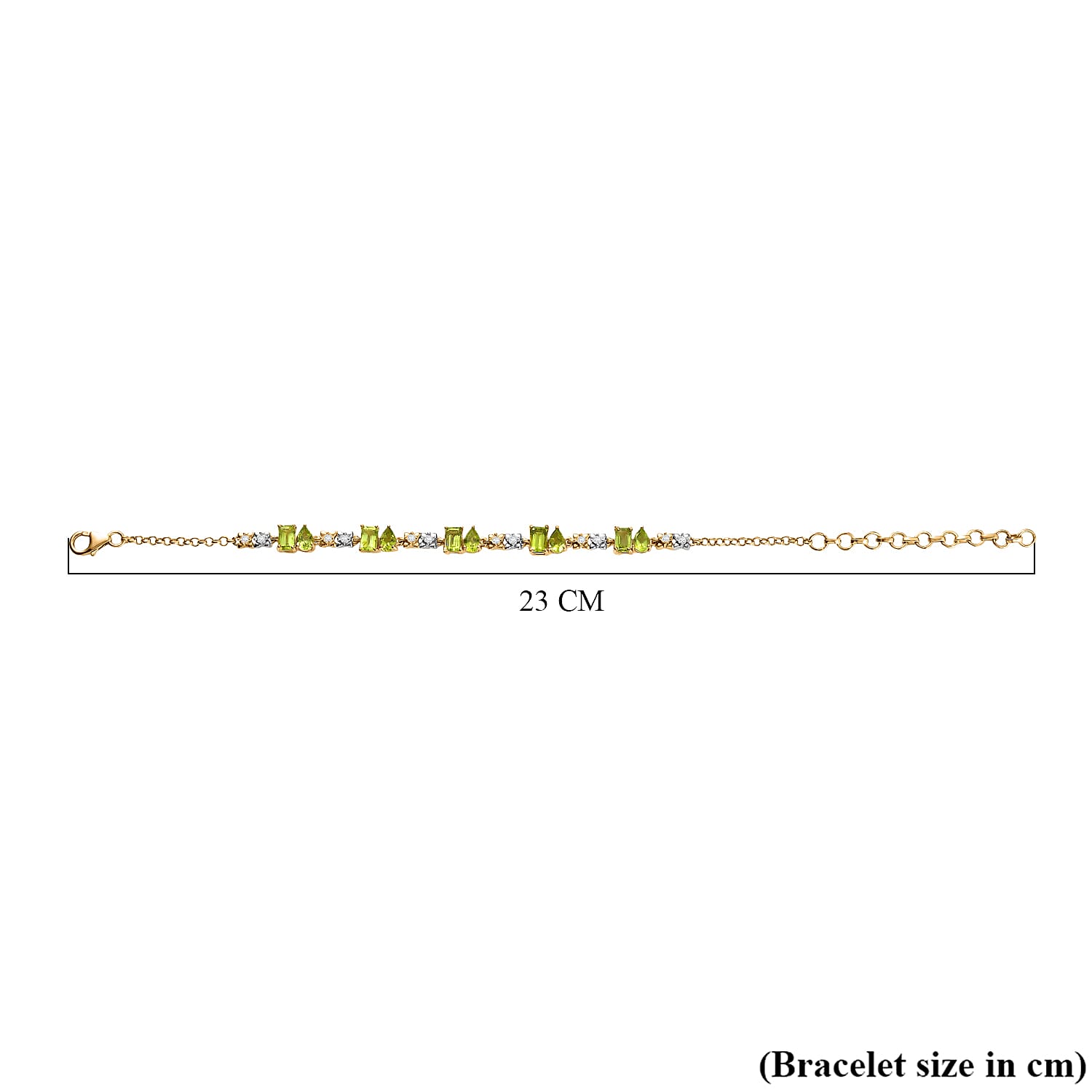 D'Joy Premium Hebei Peridot and White Zircon 5.85 ctw Bracelet in 18K Vermeil Yellow Gold Over Sterling Silver (7.00 In)