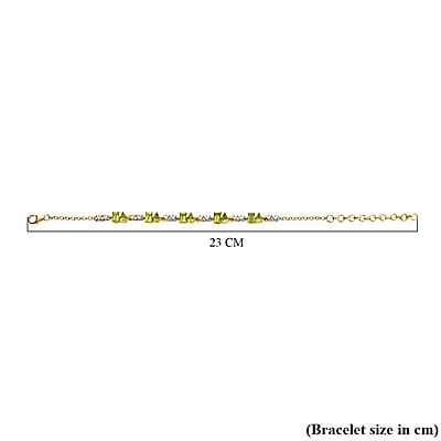 D'Joy Premium Hebei Peridot and White Zircon 5.85 ctw Bracelet in 18K Vermeil Yellow Gold Over Sterling Silver (7.00 In)