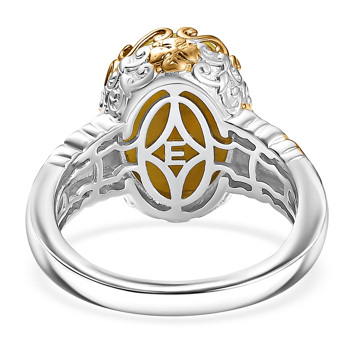 EverTrue Connemara Marble Celtic Filigree Ring in Platinum Bond and 18K YG Plated 6.35 ctw (Size 10.0)
