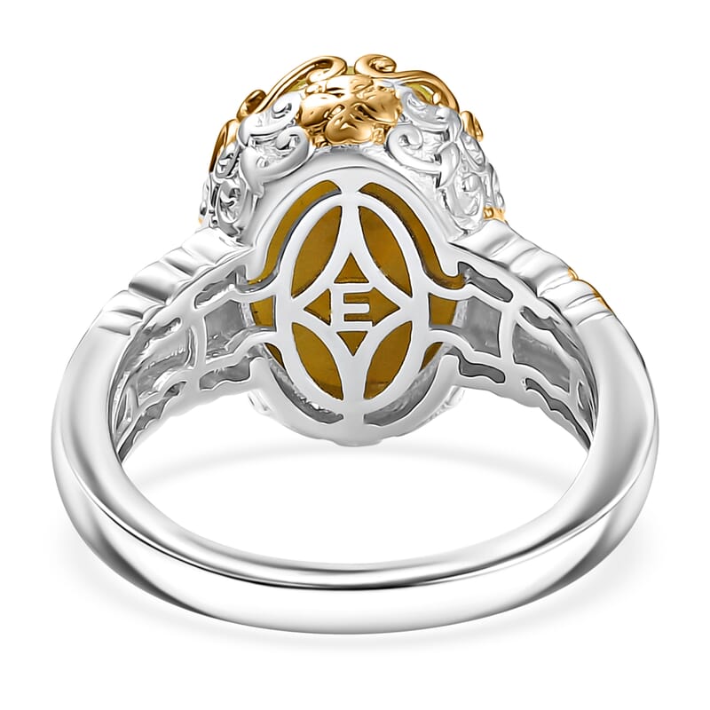 EverTrue Connemara Marble Celtic Filigree Ring in Platinum Bond and 18K YG Plated 6.35 ctw (Size 10.0)