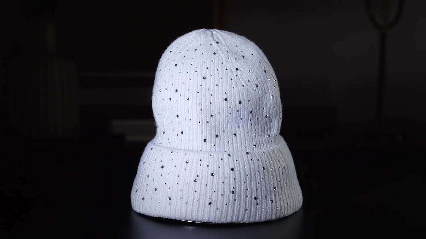 Tamsy Crystal Knitted 1pc Pompom Hat and 1pc Crystal Hat - White