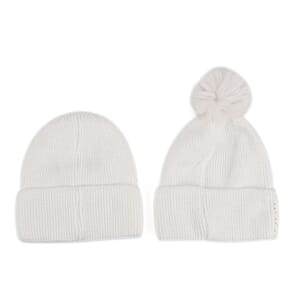Tamsy Crystal Knitted 1pc Pompom Hat and 1pc Crystal Hat - White