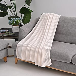 Livmore Cream Jacquard Flannel Blanket
