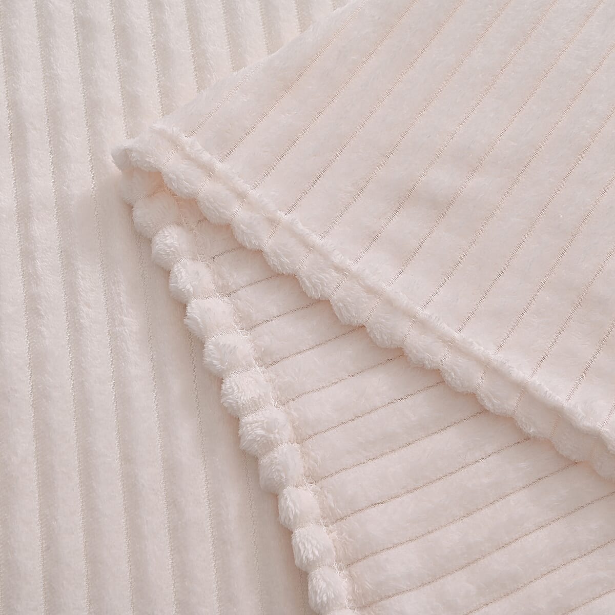 Livmore Cream Jacquard Flannel Blanket image number 2