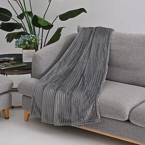 Livmore Grey Jacquard Flannel Blanket