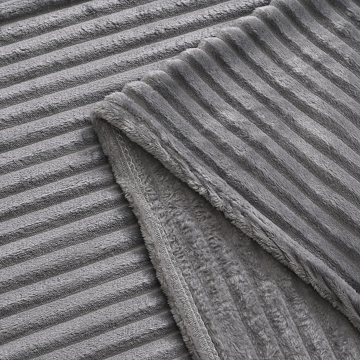 Livmore Grey Jacquard Flannel Blanket image number 2