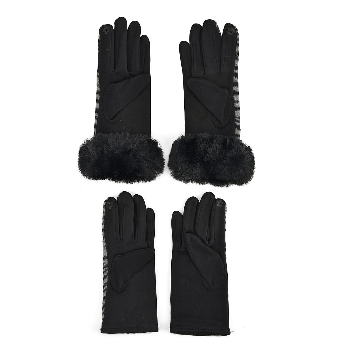 Tamsy Set of 2 Pairs Grey Zebra Printed Gloves with Touch Screen Function image number 3
