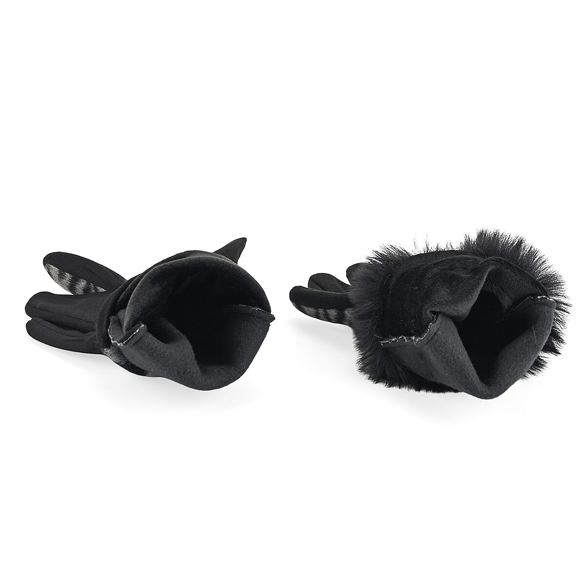 Tamsy Set of 2 Pairs Grey Zebra Printed Gloves with Touch Screen Function image number 4