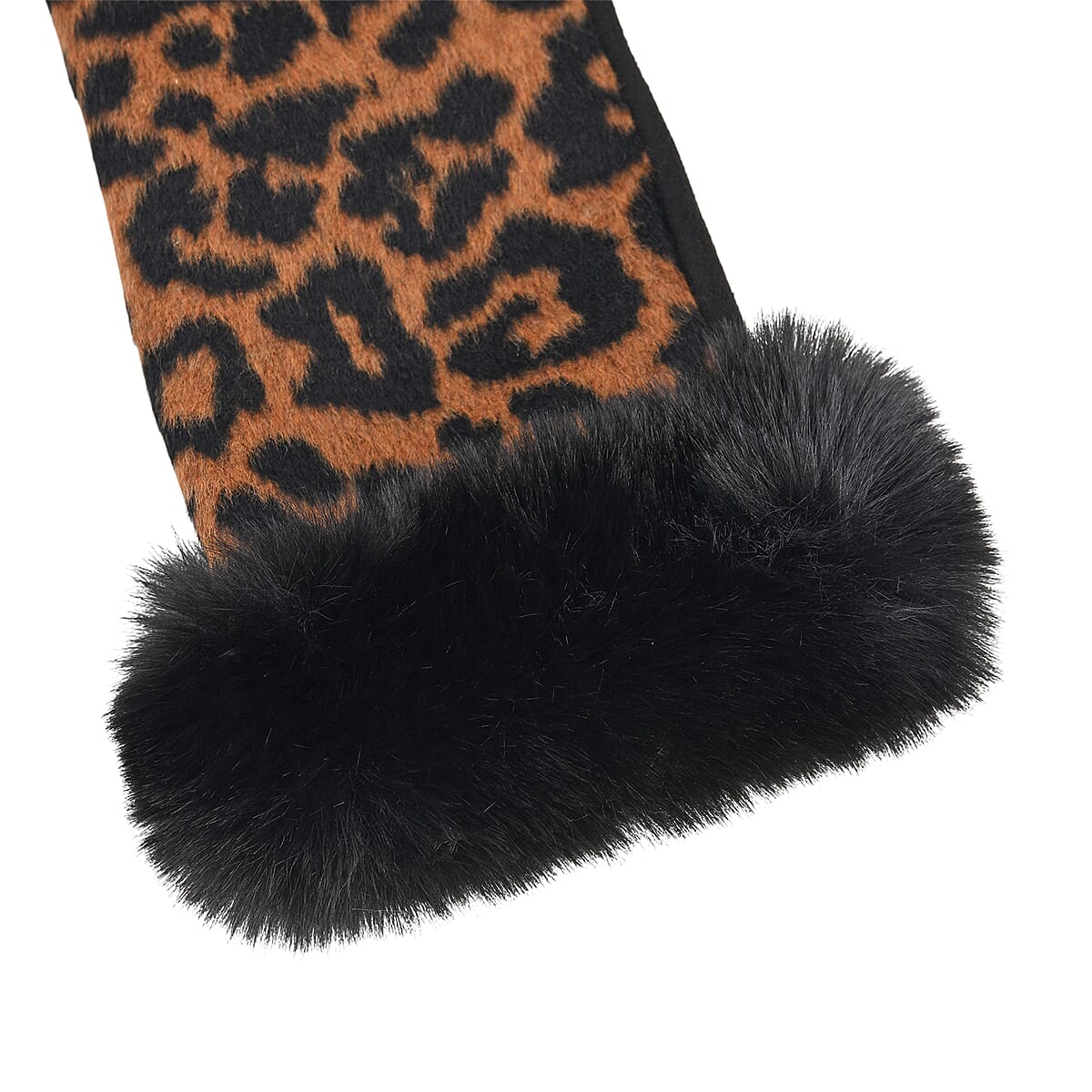 Tamsy Set of 2 Pairs Brown Leopard Printed Gloves with Touch Screen Function image number 4