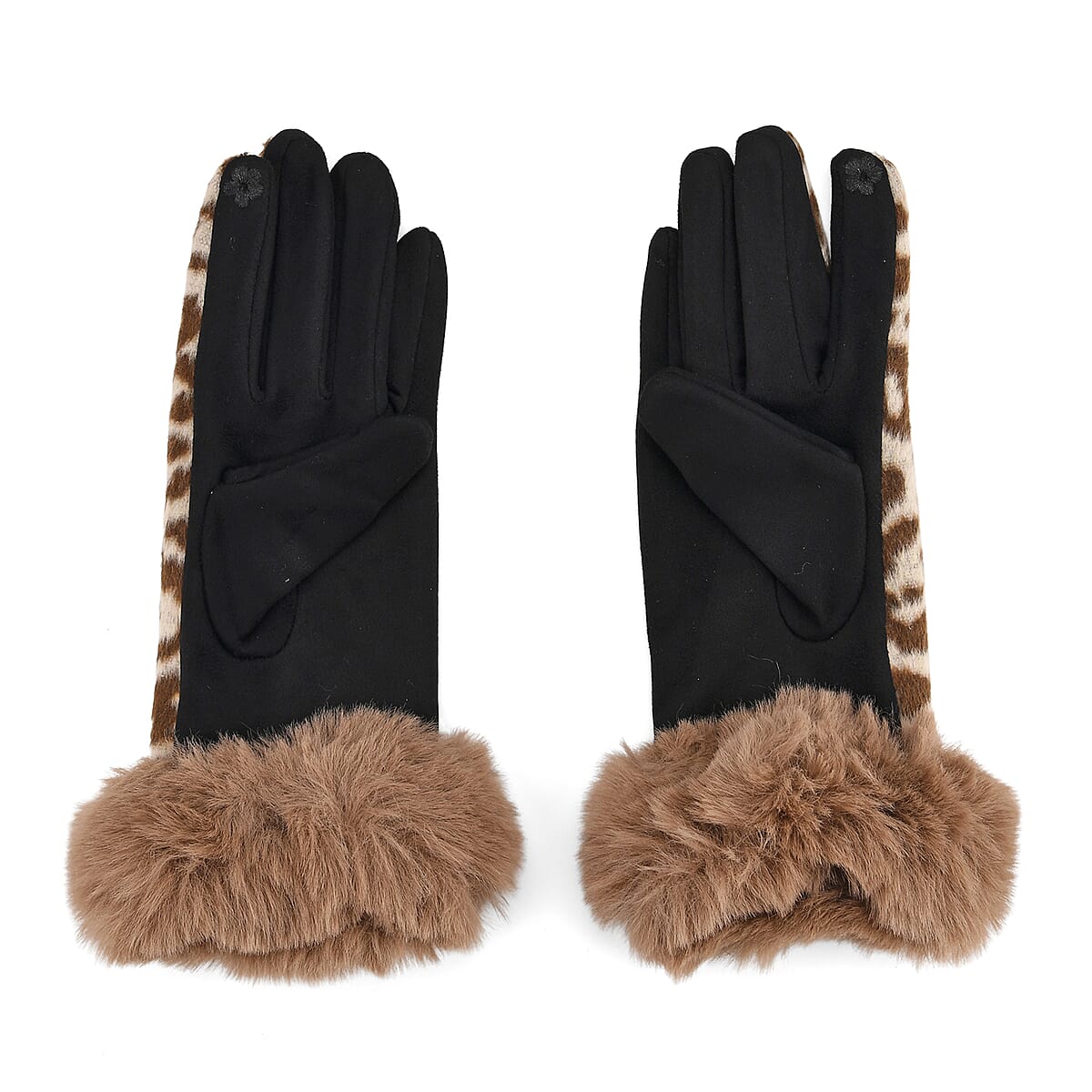 Tamsy Set of 2 Pairs Grey Leopard Printed Gloves with Touch Screen Function image number 2