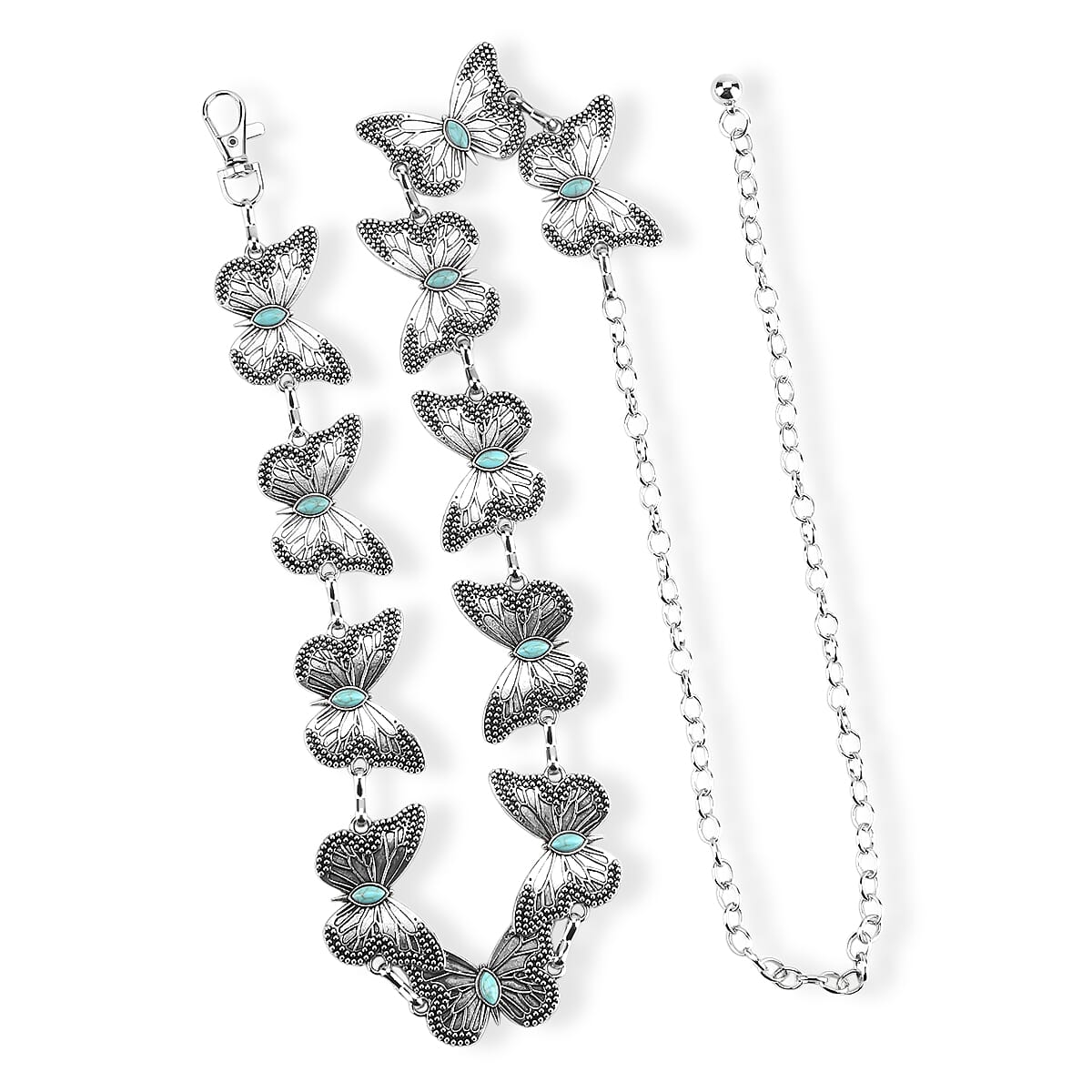 Tamsy Silvertone Floral Design Concho Belt (51.2")
