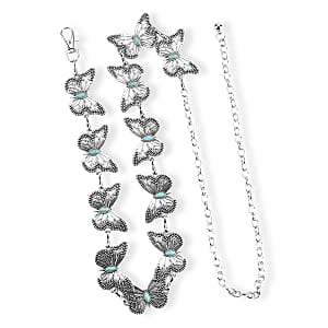 Tamsy Silvertone Butterfly Design Concho Belt
