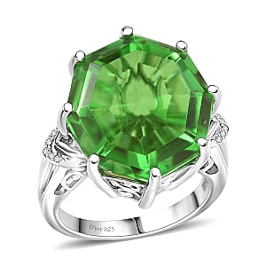 EverTrue Chartreuse Quartz and White Zircon (Triplet) 17.25 ctw Ring in Platinum Bond (Size 7.0)