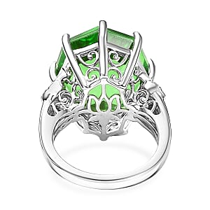 EverTrue Chartreuse Quartz and White Zircon (Triplet) 17.25 ctw Garden of Glamour Ring in Platinum Bond (Size 7.0)