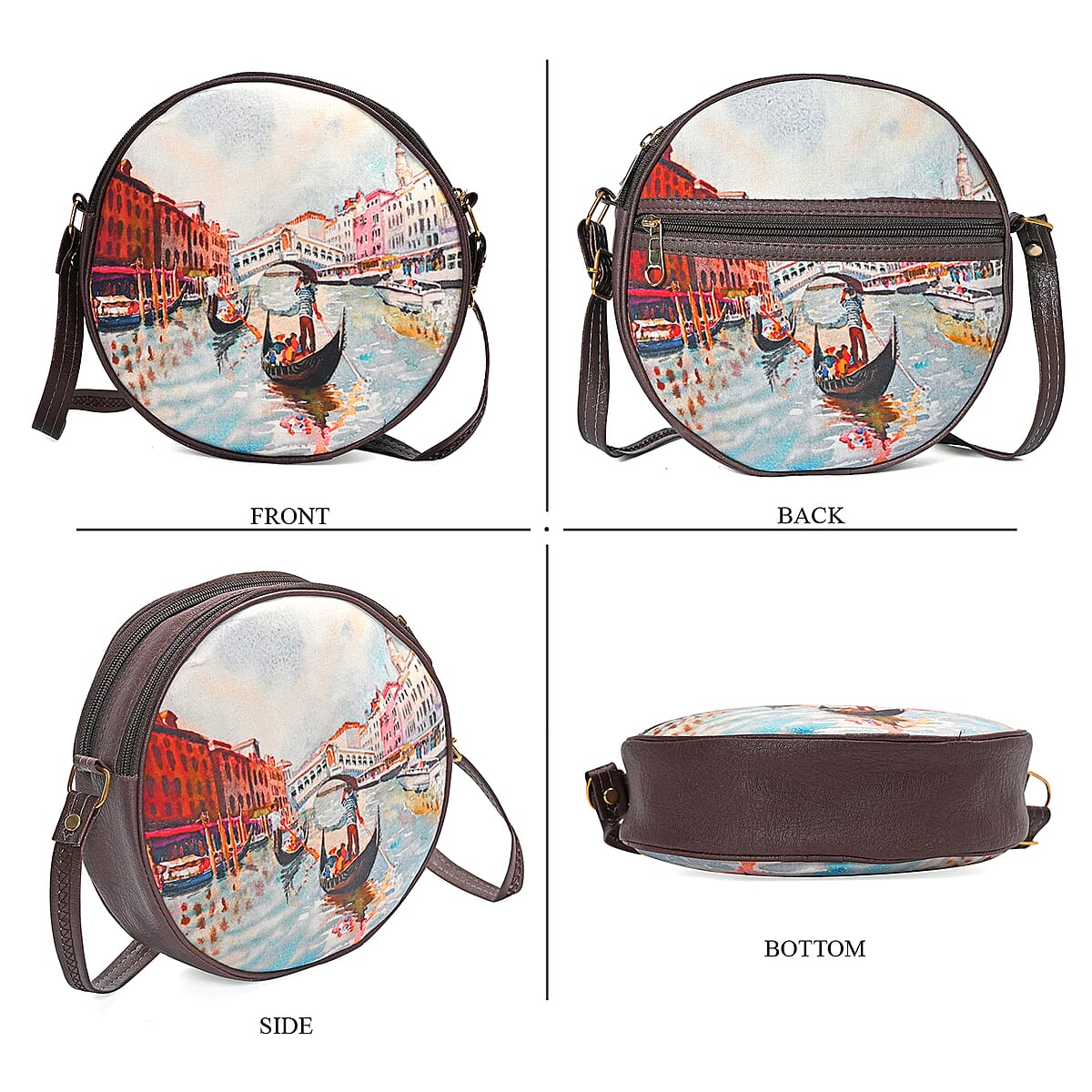 Livemore Blue Digital Print Round Shape Sling Bag with Front Panel image number 5