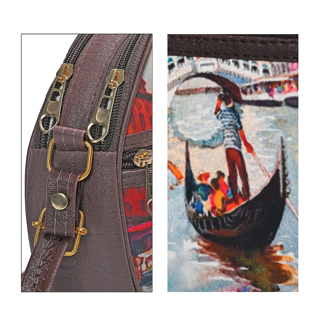 Livemore Blue Digital Print Round Shape Sling Bag with Front Panel image number 6