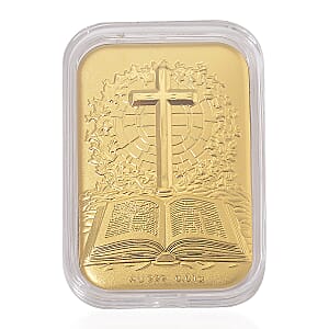 24K Yellow Gold Faith Line Bible and Cross Embossed Sheet 10mg