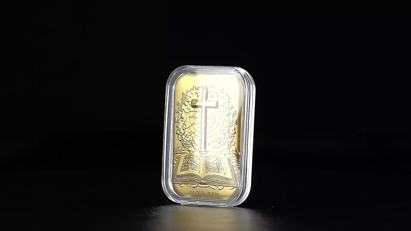 24K Gold Divine Word – The Bible & Cross Embossed Sheet (31x45.5mm)