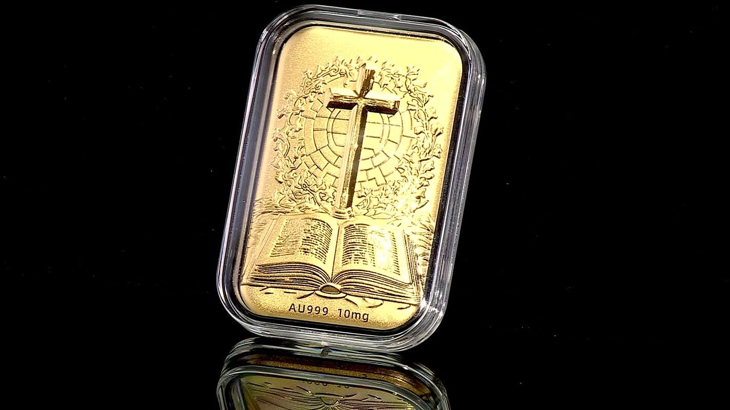 24K Gold Divine Word – The Bible & Cross Embossed Sheet (31x45.5mm)