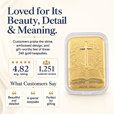 Bible & Cross 24k Gold Embossed Sheet 10mg