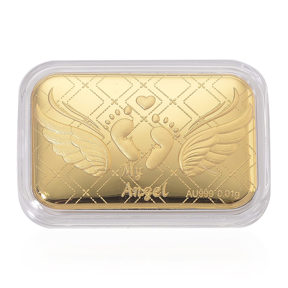 24K Yellow Gold Baby Foot with Angel Wings Embossed Sheet 10mg image number 0