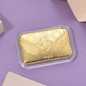 24K Yellow Gold Baby Foot with Angel Wings Embossed Sheet 10mg
