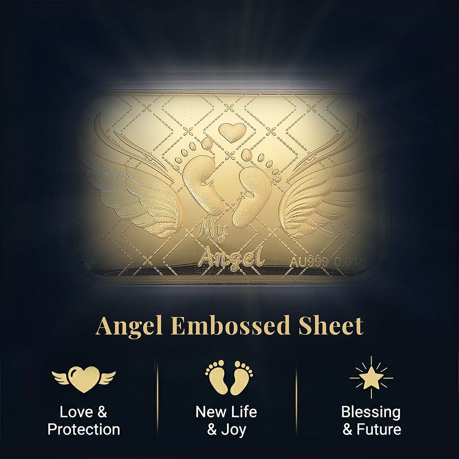 Baby Foot Angel Wings 24k Gold Embossed Sheet 10mg