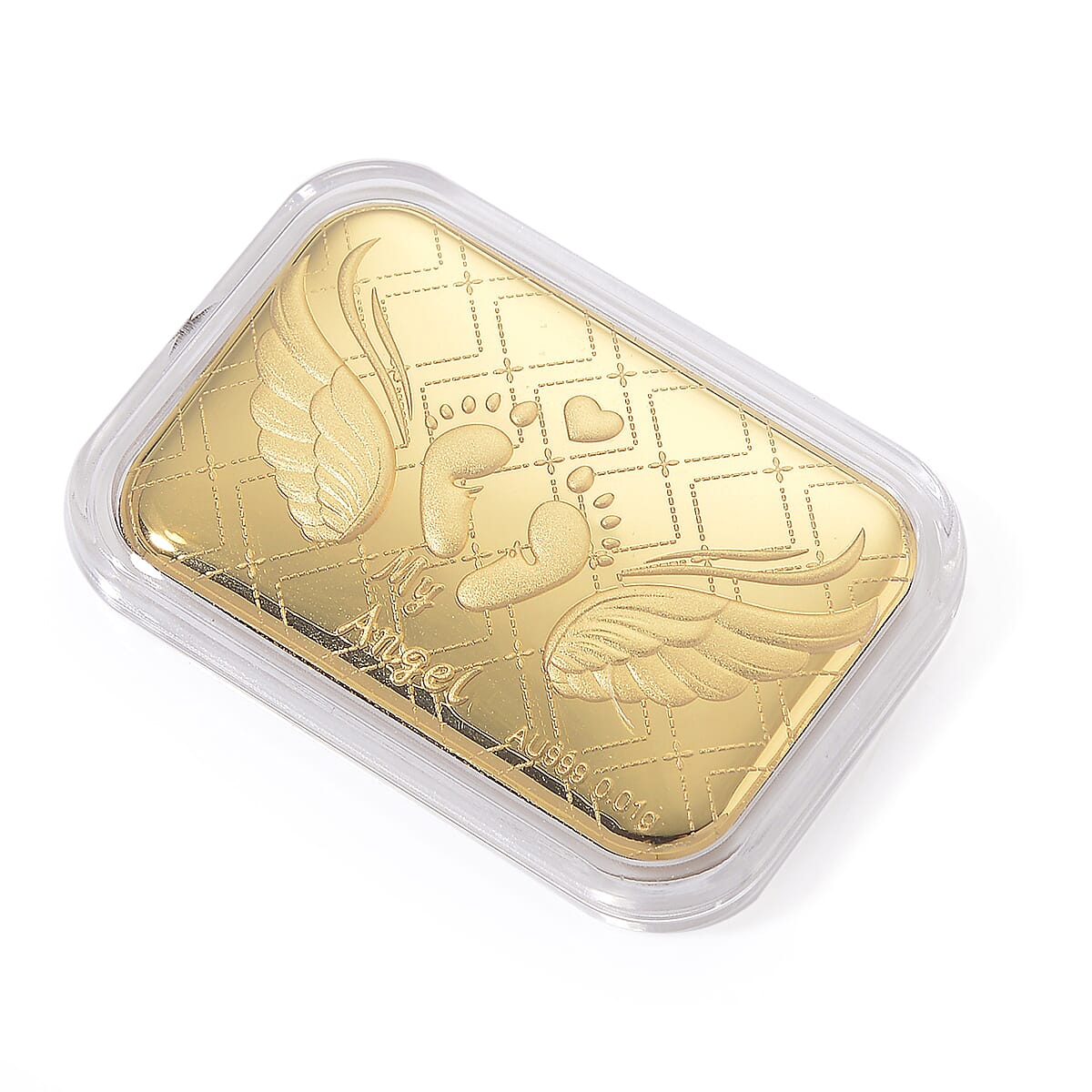 24K Yellow Gold Baby Foot with Angel Wings Embossed Sheet 10mg image number 2