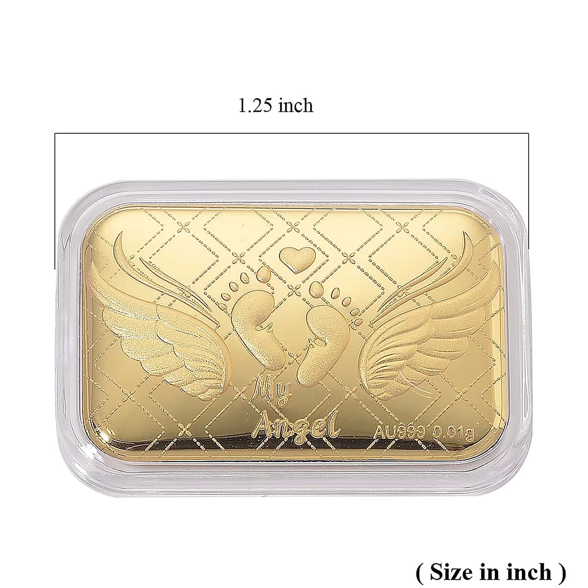 24K Yellow Gold Baby Foot with Angel Wings Embossed Sheet 10mg (Del. in 10-12 Days) image number 5