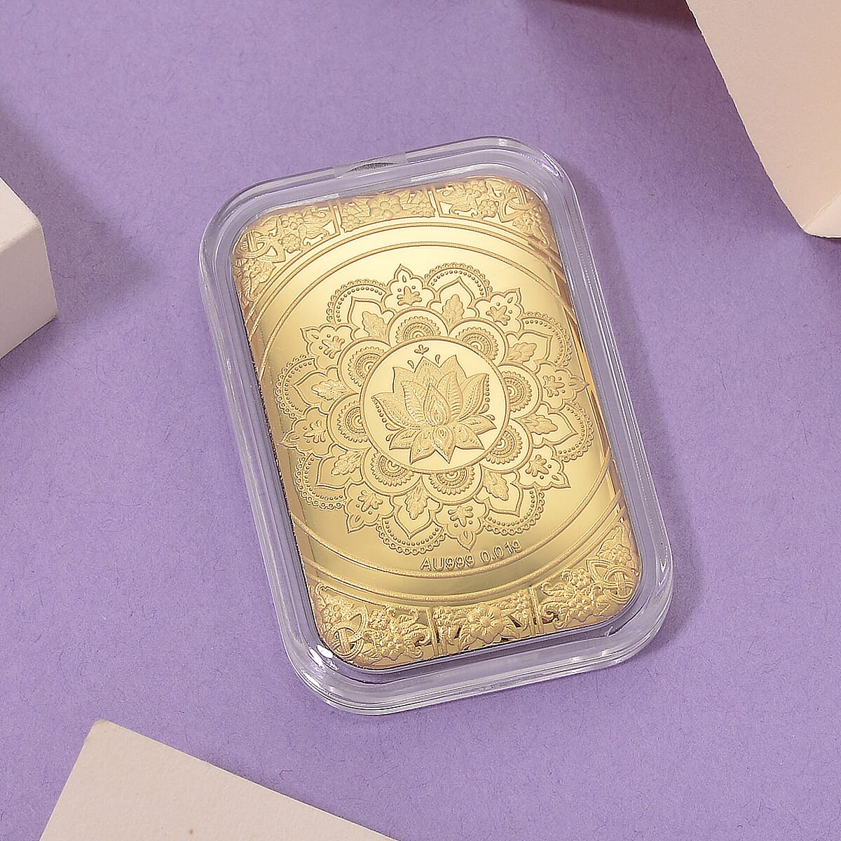 24K Yellow Gold Lotus Mandala Art Embossed Sheet 10mg image number 1