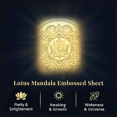 24K Yellow Gold Lotus Mandala Art Embossed Sheet 10mg - Product card gallery slide 3 (10178218819897)