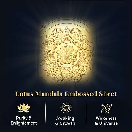 24K Yellow Gold Lotus Mandala Art Embossed Sheet 10mg - Product card gallery slide 3 (10178218819897)