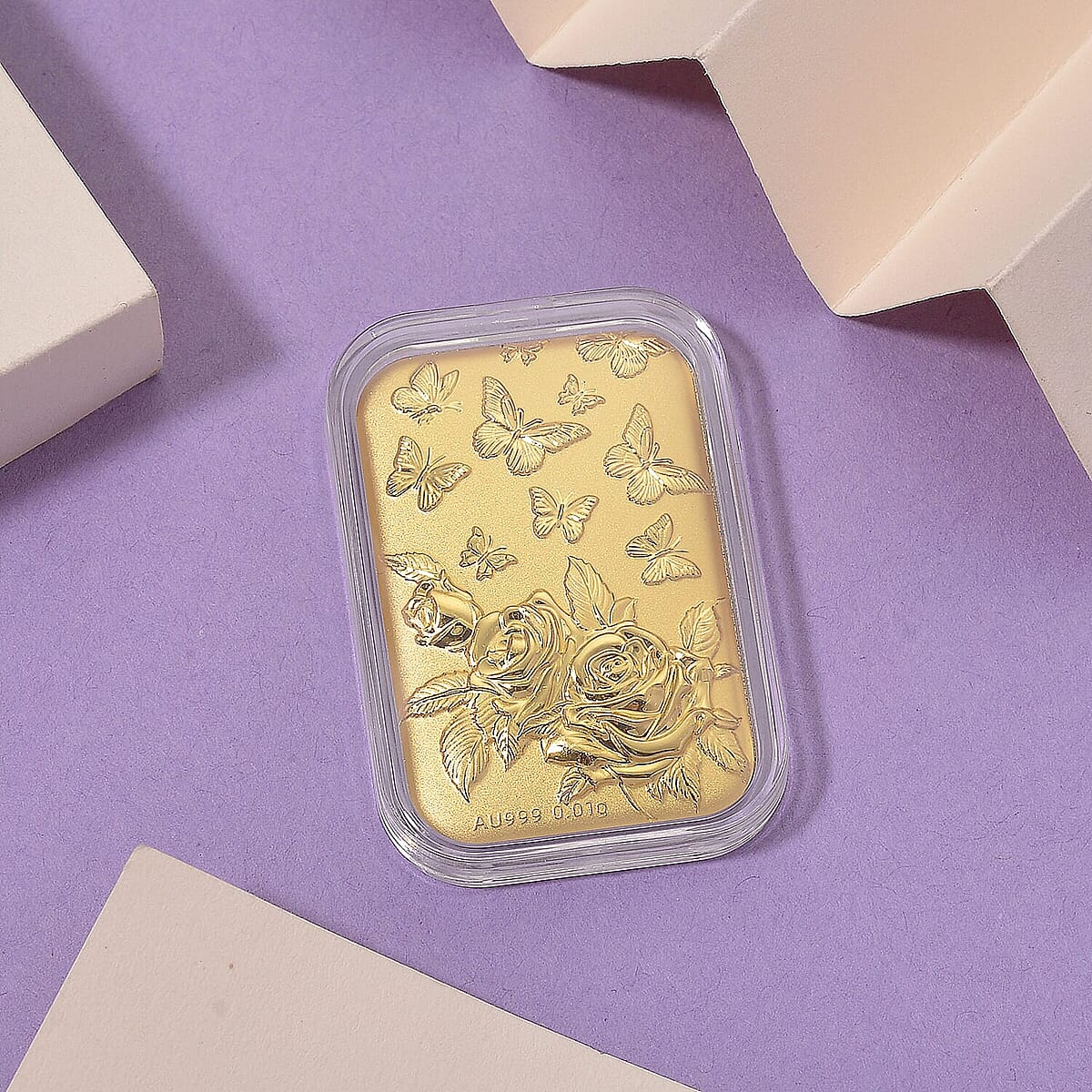 24K Yellow Gold Butterfly with Rose Embossed Sheet 10mg image number 1