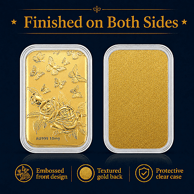24K  Gold Butterfly Family with Rose Embossed Sheet 10mg