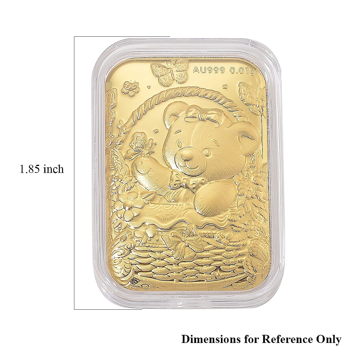 24K Yellow Gold Teddy Bear Sitting in Basket Embossed Sheet 10mg