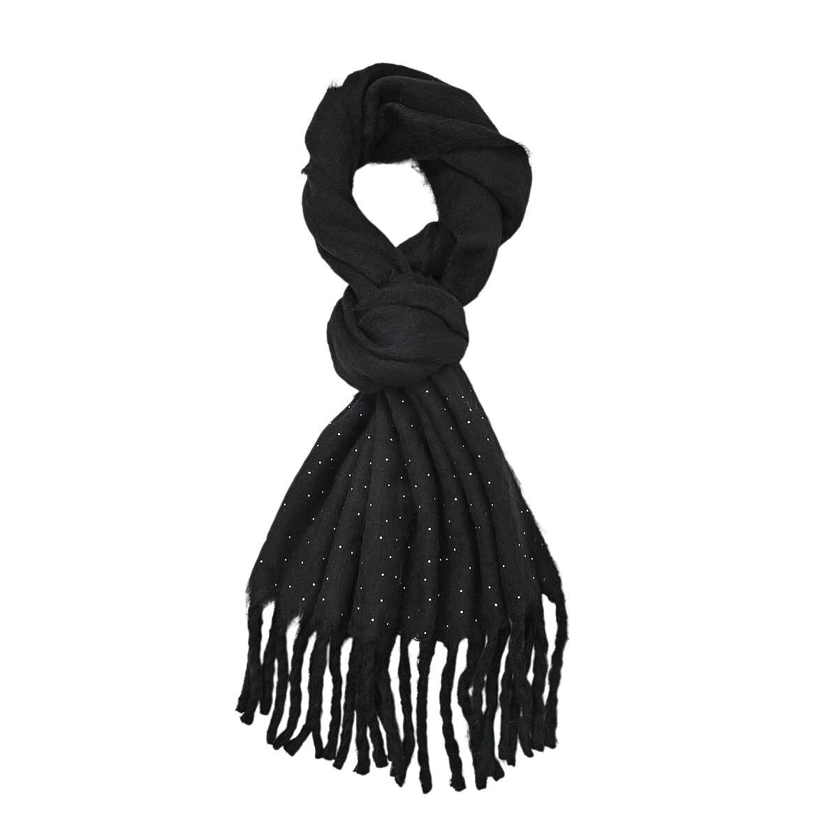 Tamsy Black Scarf with Crystal Embellishment (15.7"×82.67") image number 1