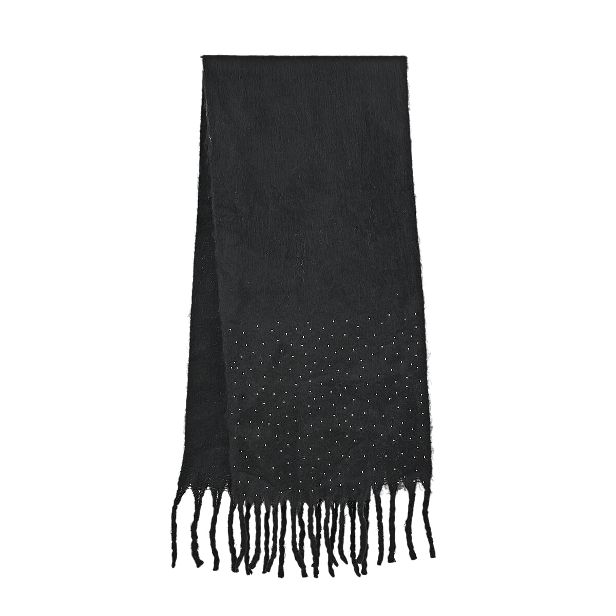 Tamsy Black Scarf with Crystal Embellishment (15.7"×82.67") image number 2