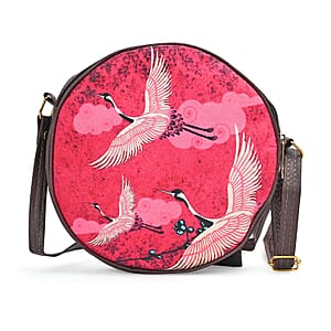 Livmore Red Digital Print Round Shape Sling Bag with Front Panel
