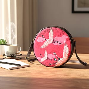 Livmore Red Digital Print Round Shape Sling Bag with Front Panel