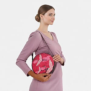 Livmore Red Digital Print Round Shape Sling Bag with Front Panel