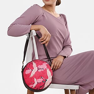 Livmore Red Digital Print Round Shape Sling Bag with Front Panel