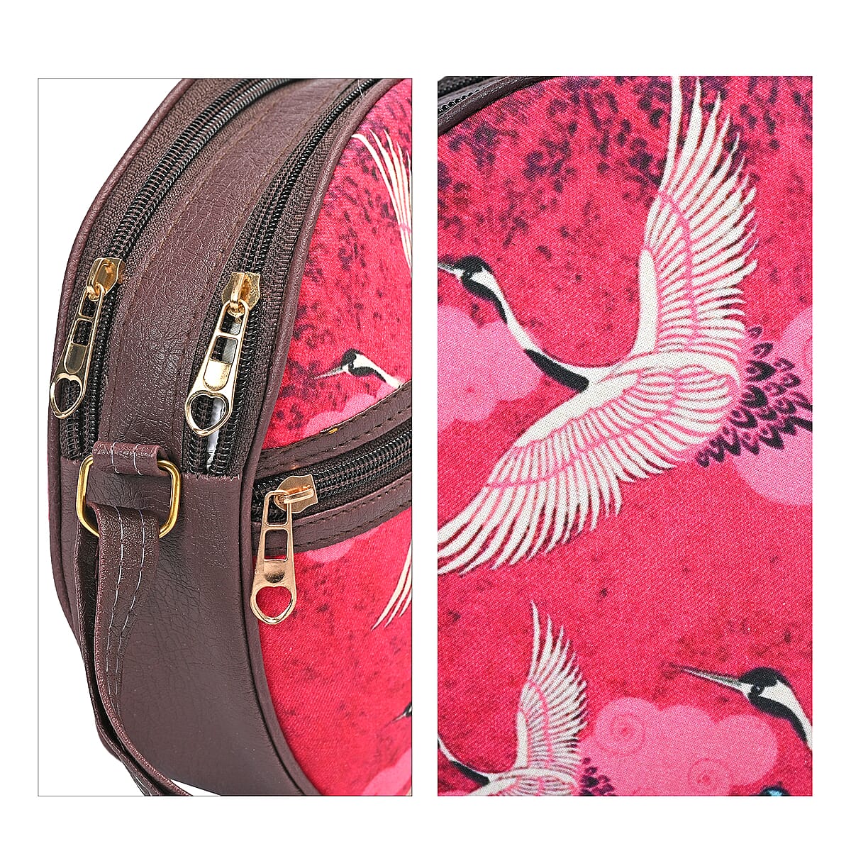 Livmore Red Digital Print Round Shape Sling Bag with Front Panel image number 6