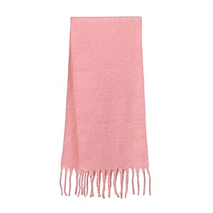 TAMSY Pink Soft Plush Scarf with Crystal Embellishment and Fringe&ndash; One Size