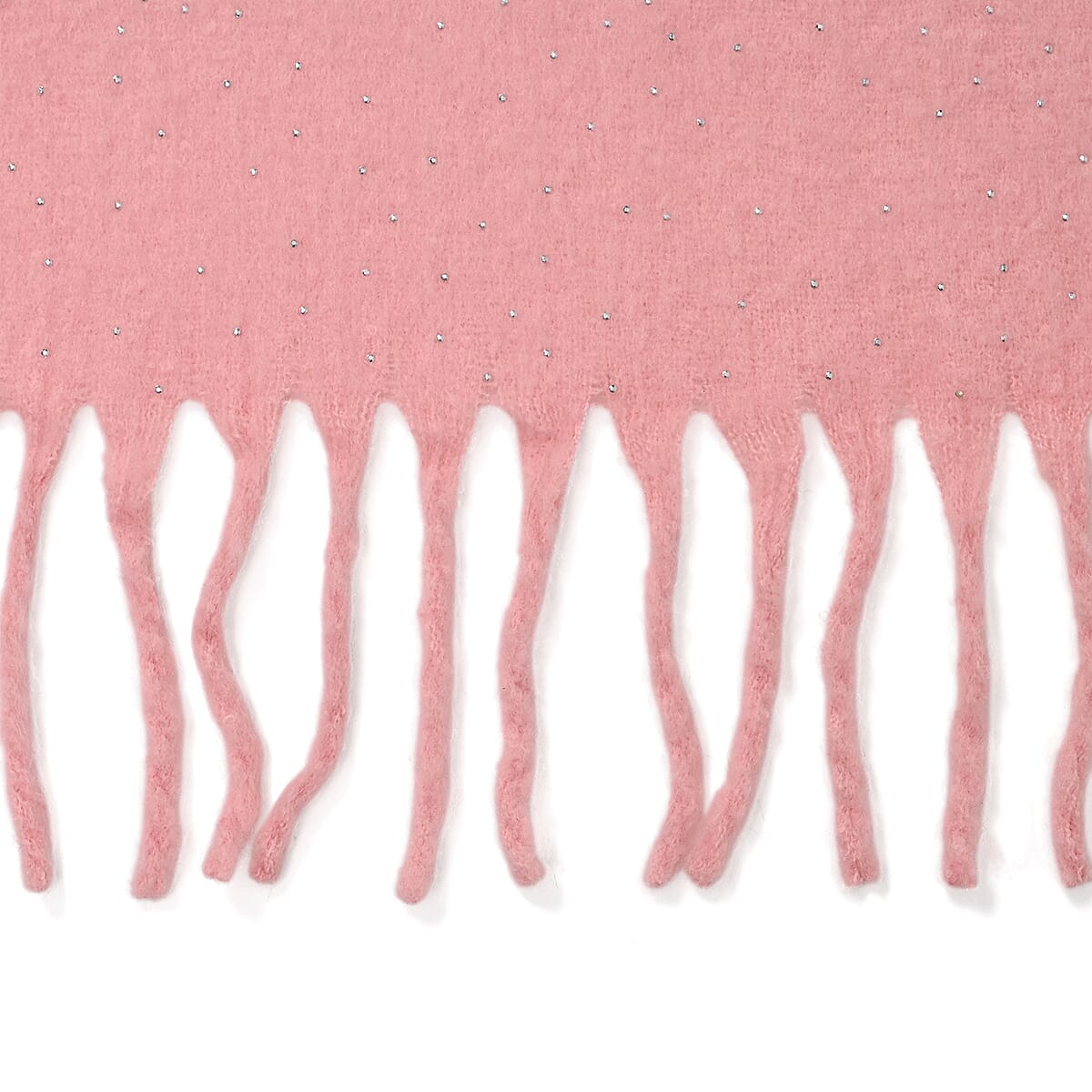 TAMSY Pink Soft Plush Scarf with Crystal Embellishment and Fringe– One Size image number 3