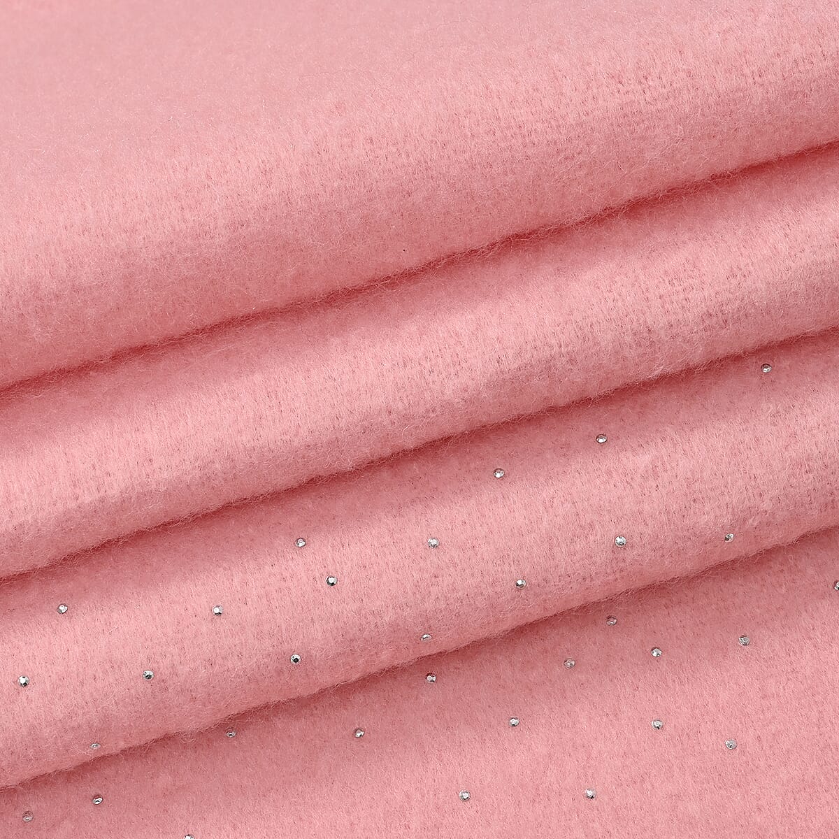 TAMSY Pink Soft Plush Scarf with Crystal Embellishment and Fringe– One Size image number 4