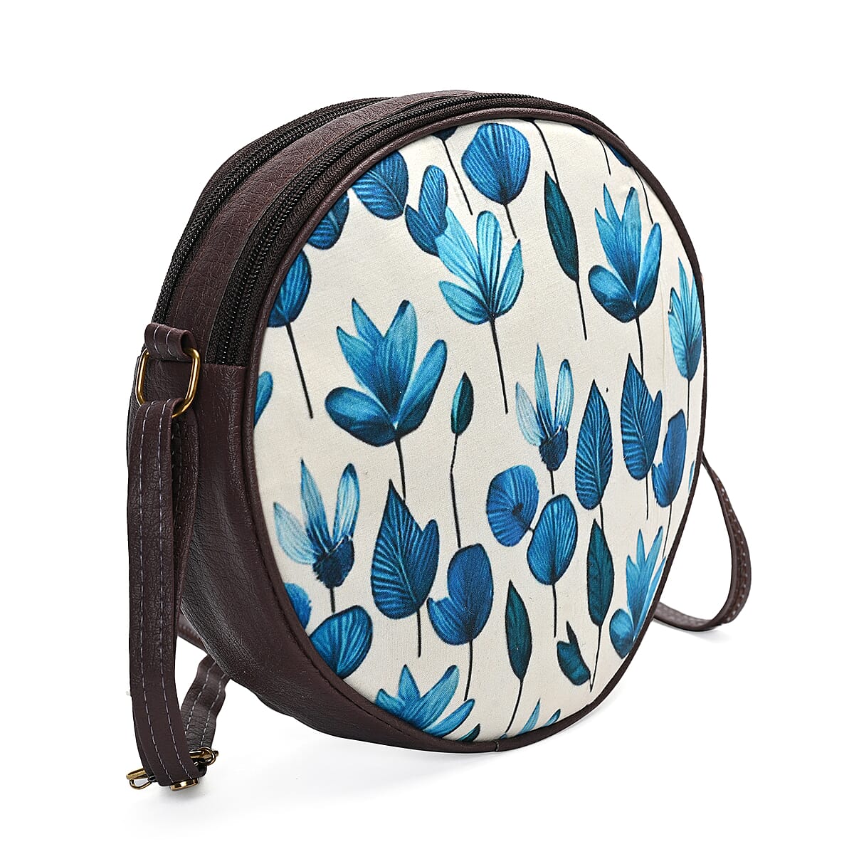 Livemore White Digital Print Round Shape Sling Bag with Front Panel image number 6