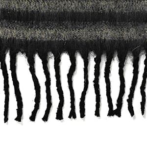 TAMSY Black Striped Metallic Thread Soft Plush Scarf with Fringe&ndash; One Size
