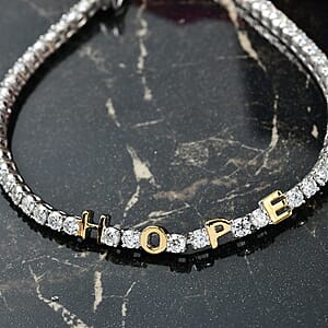 D'Joy Moissanite 5.35 ctw HOPE Bracelet in 14K YG and Rhodium Over Sterling Silver (7.25 In)