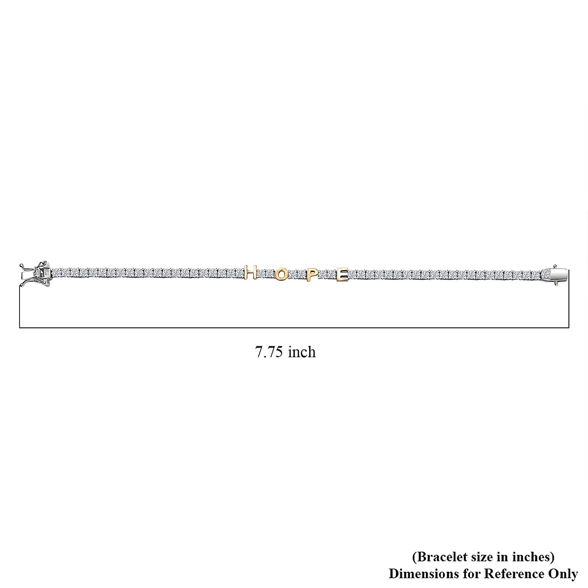 D'Joy Moissanite 5.35 ctw HOPE Bracelet in 14K YG and Rhodium Over Sterling Silver (7.25 In) image number 4